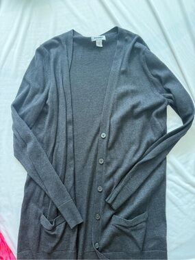 Old Navy Women's Charcoal Gray Button-Up Long Cardigan